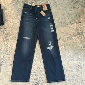 Levi’s ribcage straight ankle jeans dark wash